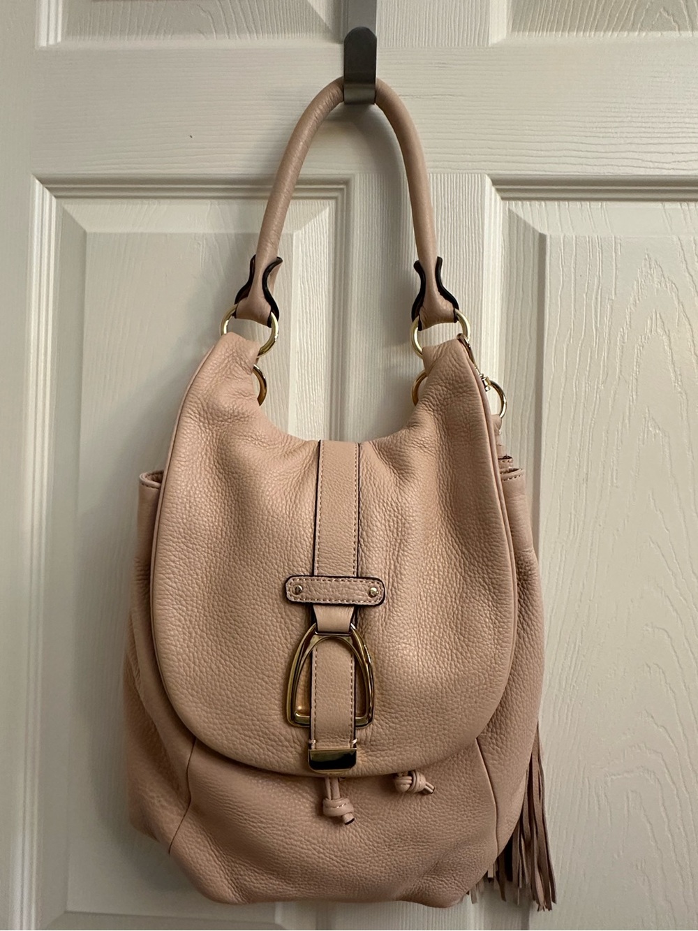 G.I.L.I. Blush Pink Leather Hobo with Gold Hardware